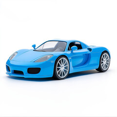 A realistic model of a blue sports car, isolated on a white background