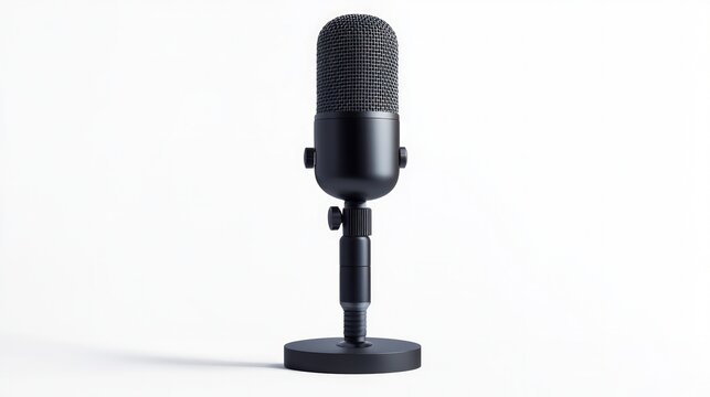 Podcasting Essentials Isolated Modern Microphone on White Background for Broadcasters
