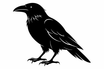 Raven silhouette vector art. Crow bird icon illustration