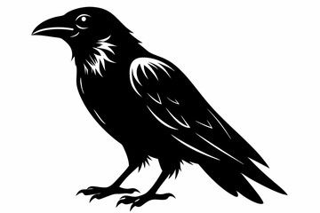 Raven silhouette vector art. Crow bird icon illustration