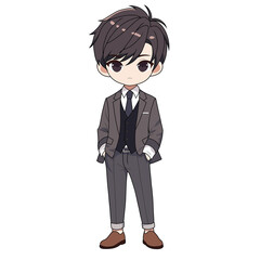 illustration of a handsome cartoon man wearing business suit
