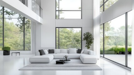 Fototapeta premium Minimalist Modern Living Room with Bright Natural Light