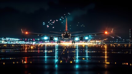 Naklejka premium Airplane Landing: Travel, Adventure, and the Journey to New Destinations