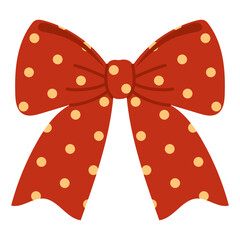 red bow with yellow dot illustration 