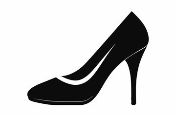 Women shoe vector icon, Black high heel Shoe silhouette
