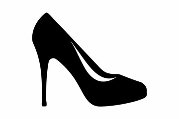 Women shoe vector icon, Black high heel Shoe silhouette
