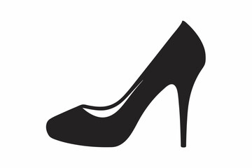 Women shoe vector icon, Black high heel Shoe silhouette
