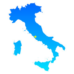 Map of Italy with its capital Rome in professional blue style