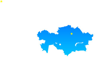 Map of Kazakhstan with its capital Nur-Sultan in professional blue style