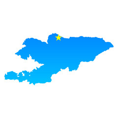 Map of Kyrgyzstan with its capital Bishkek in professional blue style