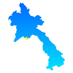 Map of Laos with its capital Vientiane in professional blue style