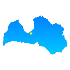 Obraz premium Map of Latvia with its capital Riga in professional blue style