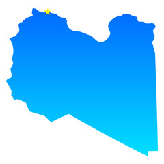 Map of Libya with its capital Tripoli in professional blue style