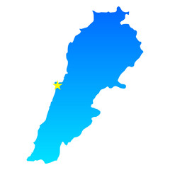 Map of Lebanon with its capital Beirut in professional blue style