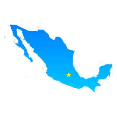 Map of Mexico with its capital Mexico City in professional blue style