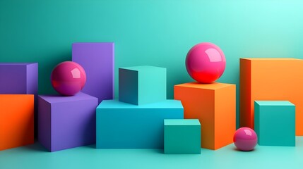 Bold Vibrant Secondary Colors Blocked Design for Modern Interior and Branding