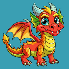 Fototapeta premium cartoon vector illustration of dragon