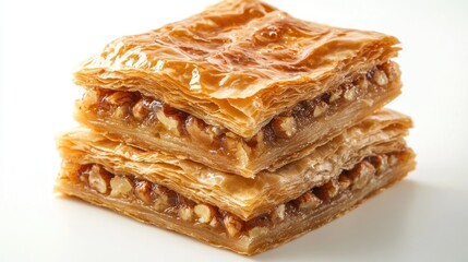 Two Pieces of Walnut Baklava with Syrup