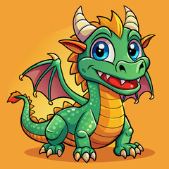 Obraz premium cartoon vector illustration of dragon