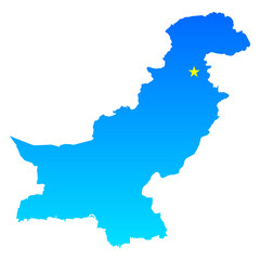 Map of Pakistan with its capital Islamabad in professional blue style