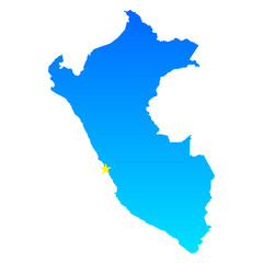 Map of Peru with its capital Lima in professional blue style
