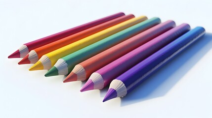 Fototapeta premium Neatly Arranged Vibrant Tertiary Color Pencils on Clean White Background