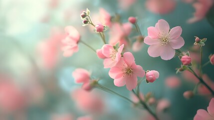 Fototapeta premium Peaceful Pastel Harmony Calming Pink and Green Abstract Art