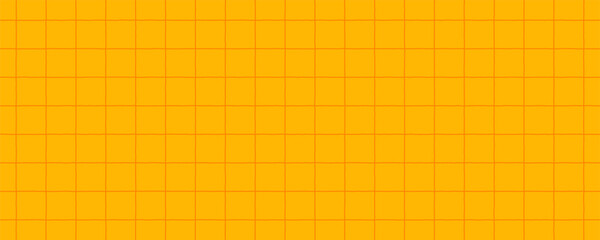 Abstract bright yellow background with checkered pattern. Jagged doodle hand drawn lines, notebook sheet, lined paper. Vertical and horizontal crosshatch.