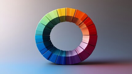 Obraz premium Smooth Tertiary Color Wheel Displaying Vibrant Hue Transitions in 3D Rendering
