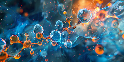 Dynamic Molecular Structure Visualization - High-Tech Biochemistry | Complex Chemical Reactions | 3D Molecular Model | Advanced Nanotechnology | Futuristic Science Visualization