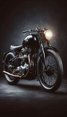 Classic motorcycle on a dark background
