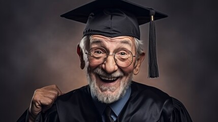 Successful senior student during graduation day. Neural network ai generated art