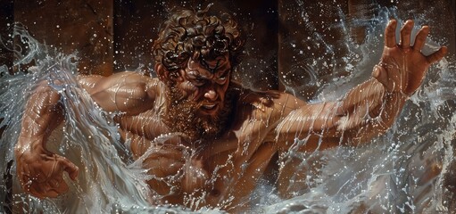 Hercules diverting a river to wash out the Augean Stables