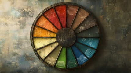 Fototapeta premium Vintage Faded Color Wheel Design with Hand Drawn Labels for Nostalgic Aesthetic