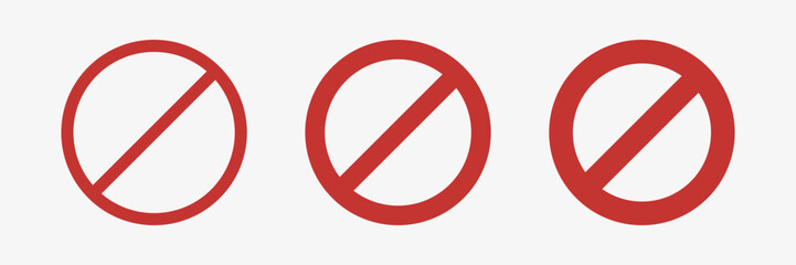 Obraz premium Red Stop signs set. Wrong, no enter. Vector illustration