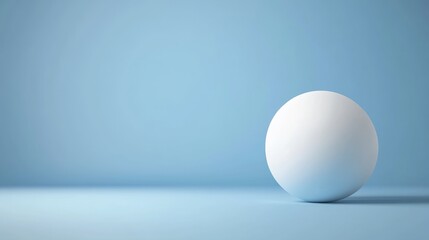 A simple and clean scene featuring a white sphere against a soft blue background, perfect for minimalistic design projects.