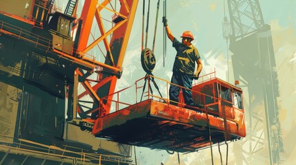 construction worker operating a crane with precision.