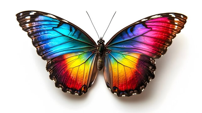 Colorful Butterfly with Open Wings on White Background.
