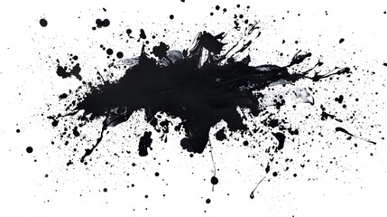 Obraz premium Black Ink Splatter on White Background.