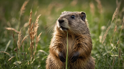 marmot in the grass