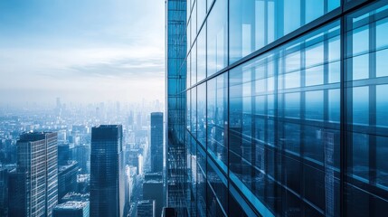 Majestic Metropolis: A Captivating Cityscape Reflected in Towering Glass Skyscrapers