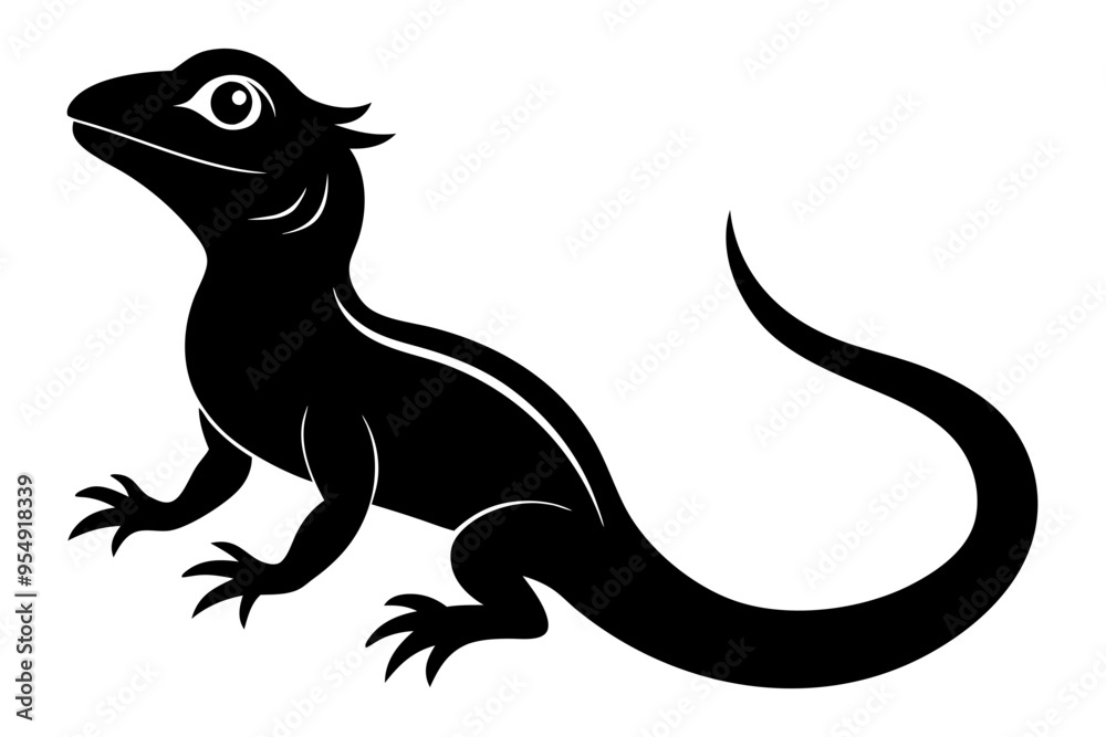 Poster lizard vector silhouette illustration, lizard icon