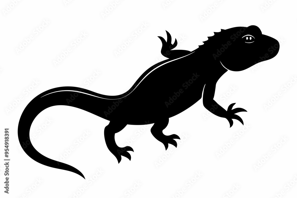 Poster lizard vector silhouette illustration, lizard icon