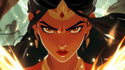 Naklejka premium Fierce Warrior Woman.