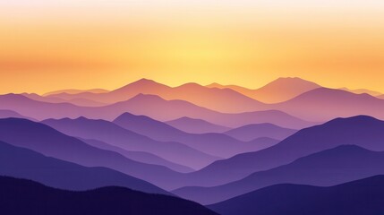 Obraz premium Purple Mountain Silhouette at Sunset - Minimalist Landscape Photography.