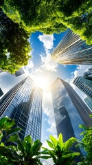 Skyscrapers Surrounded by Green Trees.