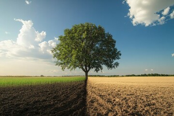 Striking Duality A Single Tree Illustrates the Contrast of Climate Change , ai
