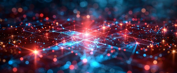 Obraz premium Abstract background with glowing lines and dots.