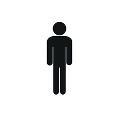 human figure icon, pictogram, stick man standing, flat vector illustration isolated on white background