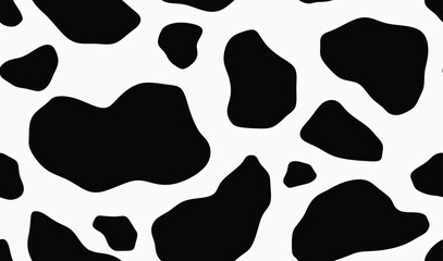 Cow skin texture seamless pattern. black and white cow background.